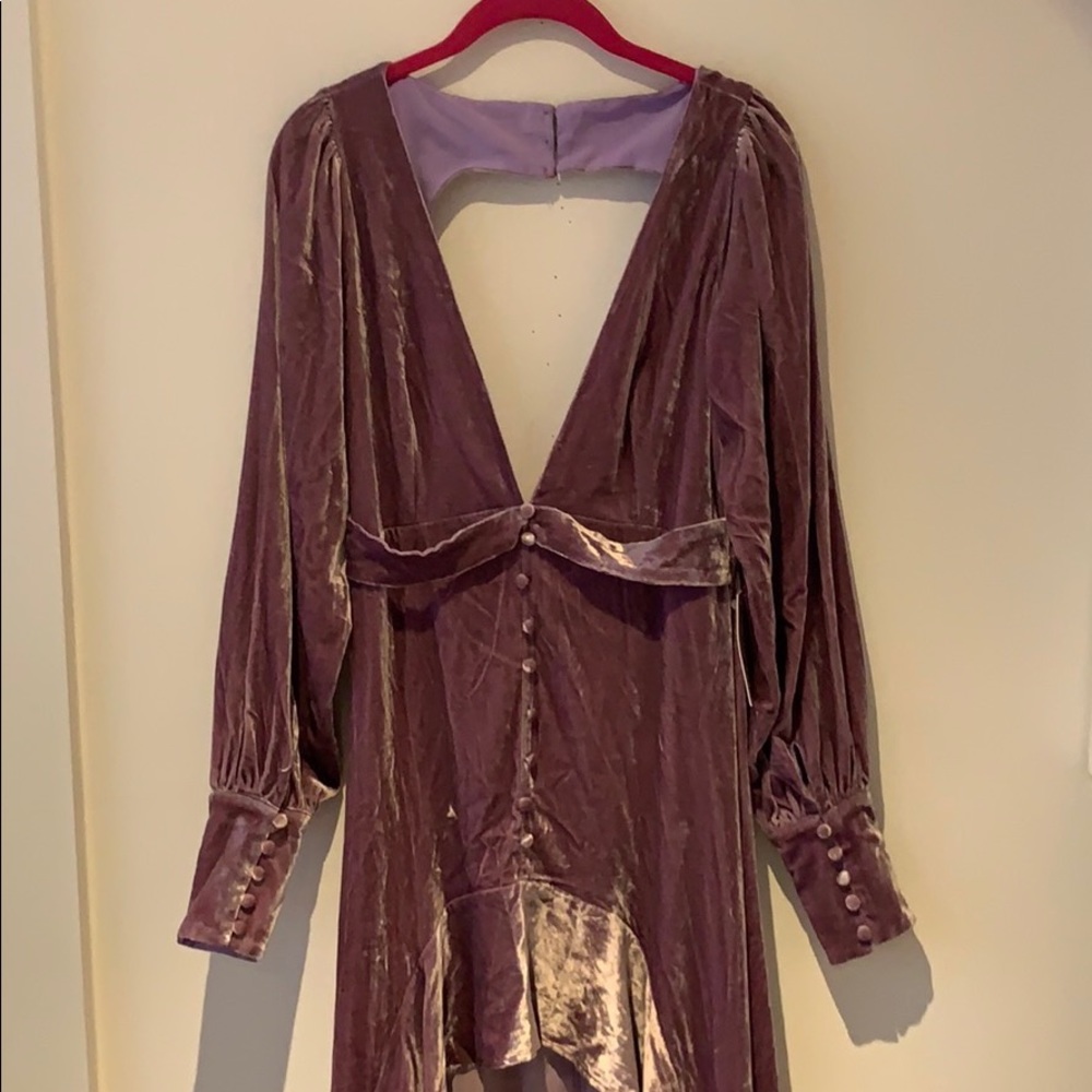 For Love & Lemons Viva Velvet Lilac Maxi Dress L - Picture 4 of 7